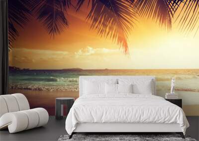 sunset on the beach of caribbean sea Wall mural