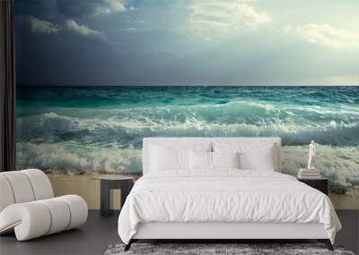 waves at seychelles beach Wall mural