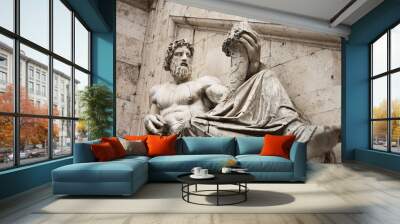 Ancient roman statue in Rome, Italy Wall mural