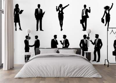 Businessman and businesswoman silhouette black filled vector Illustration icon Wall mural