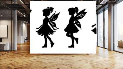 Fairy child side view silhouette black filled vector Illustration icon Wall mural