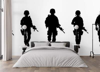 Male soldier silhouette black filled vector Illustration icon Wall mural