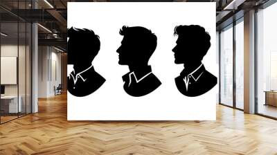 Man side view profile wearing Shirt silhouette black filled vector Illustration icon Wall mural