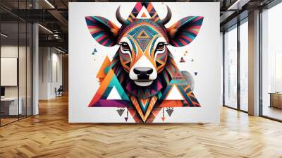 Art abstrait, animal et triangles tribaux Wall mural