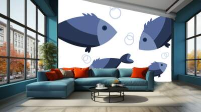 Four fishes isolated on white Wall mural