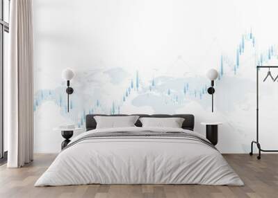 Abstract financial background with world map and chart on white color Wall mural