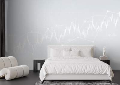 Financial chart with uptrend line graph on white color background Wall mural