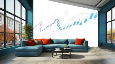 Financial graph with up trend line price chart in stock market on white color background Wall mural