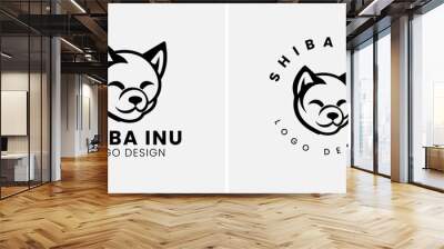 Shiba inu dog Head Logo Design Vector. Shiba inu abstract character illustration. Graphic logo design templates for emblem. Wall mural