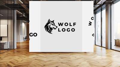 Vintage Wild Wolf Logo Vector Illustration. wild head wolf fierce face logo design inspiration Wall mural