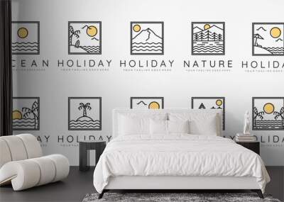 Set of holiday line art logo vector symbol illustration design Wall mural