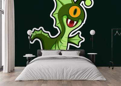 cute swamp monster. Alligator monster creature. Vector illustration Wall mural