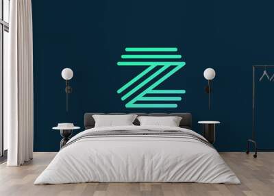 Abstract letter Z logo design template. Line creative sign. Universal vector icon. Wall mural