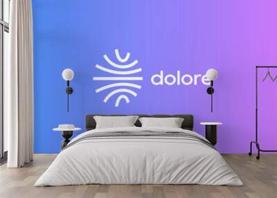 Abstract linear waves logo. Creative finger print lines sign. Vector illustration. Wall mural