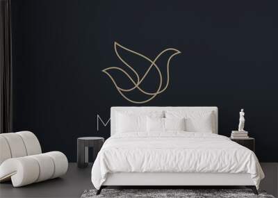 Bird logo design abstract modern linear style illustration. Dove freedom vector icon symbol identity logotype Wall mural