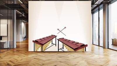 Two Retro Marimba on Brown Stage Background Wall mural