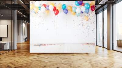 Vibrant scene comes alive with colorful banners, balloons, and ribbons, enhancing the festive atmosphere with a kaleidoscope of hues and excitement.
 Wall mural