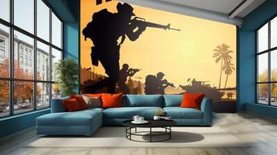 Military vector illustration, Army background, Book cover design. Wall mural