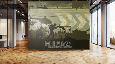 Military vector illustration, Army background, soldiers silhouettes, Happy veterans day . Wall mural