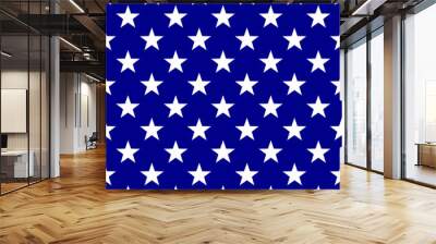 seamless white star on blue background pattern Wall mural