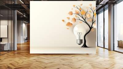 41 Light bulb with tree branches extending, ideas spreading and growing, flat design illustration Wall mural