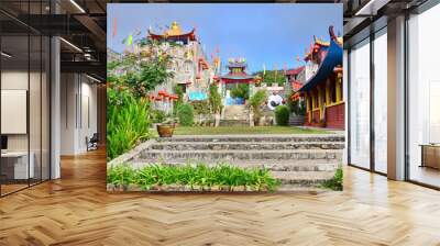 Chinese houses at Yunnan Cultural Village (Suntichon Village) in Pai district of Mae Hong Son Province, Thailand Wall mural