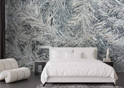 silver Christmas tinsel for background Wall mural