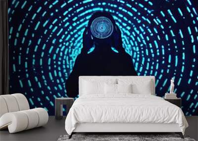 Hypnotic Psychedelic Trip - Fragmented reality and trance state with glowing neon illustrations Gen AI Wall mural