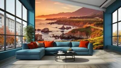 sunset over the sea Wall mural