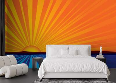 Abstract sunrise Wall mural