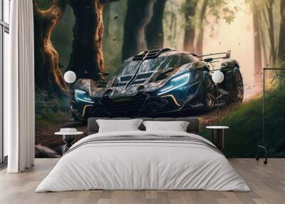 Sport Luxury Cars: Action Shot with Ray Tracing RTX - Generative AI Wall mural