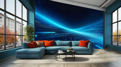 Abstract blue digital background. Big data Wall mural