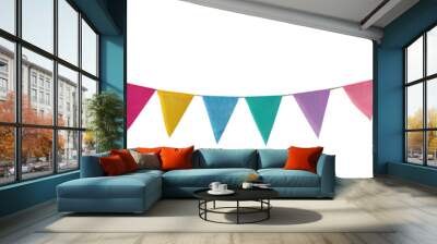 Carnival garland with flags isolated on white background. Decorative colorful pennants for birthday celebration, festival and bright decoration. Wall mural