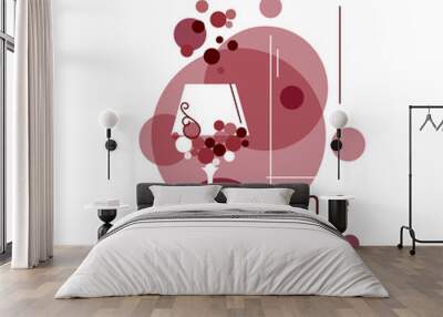 wine glass and abstract grapes. vector illustration for menu, tasting, wine list, winery, vineyard. Wall mural