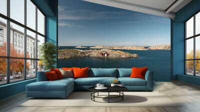 Sea landscape of a rocky coastline on the South of Sweden. Southern coastline of Sweden of rocky islands. Wall mural