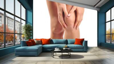 acute pain in a knee at the young women Wall mural