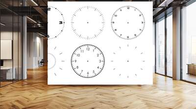 Clock face blank isolated on white background. Vector clock hands. Set for watch design Wall mural