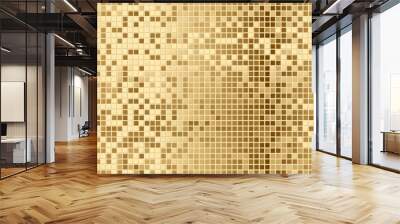 Seamless luxury gold mosaic ceramic tiles pattern. Vector light grey wall cladding for pool, bathroom or kitchen background. Wallpaper swatch, wrapping paper, web page fill Wall mural