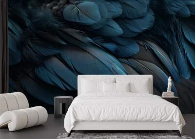 Blue Feather Seamless Pattern with Beautifully Captured Photography from Various Brands (AI Generated) Wall mural