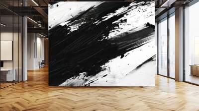 Abstract black ink texture Japan style on a white background. Water color splash. Hand brush ink on white paper. Wall mural