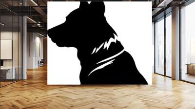 Dog Silhouette graphic design black with white background breed husky puppy golden retriever bulldog german shepard border collie york Wall mural