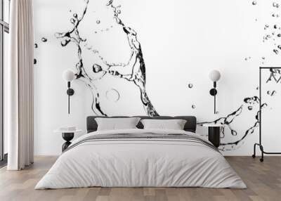 black and white, water splash, isolated Wall mural