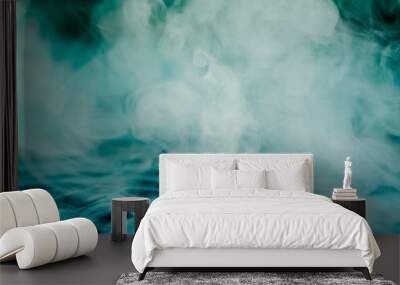 teal blue abstract background with steam and water Wall mural