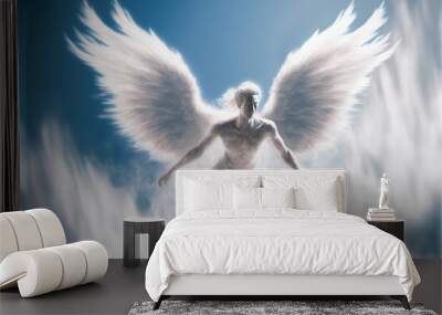 angel flying  in clouds Wall mural