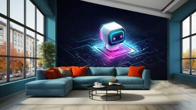 Artificial intelligence chat bot connected to computer processing unit Wall mural