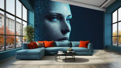 Depiction of Artificial intelligence as a human, Generative AI illustration Wall mural