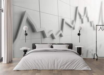 Minimalist Chart or graph with arrow. Rising stock market or rise of economy Wall mural