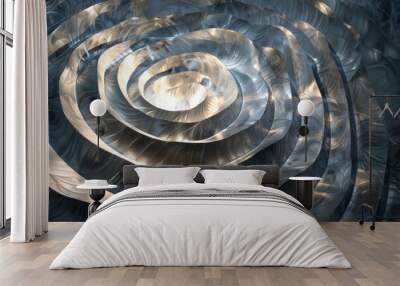 Abstract Metallic Spiral with Light and Shadow Wall mural