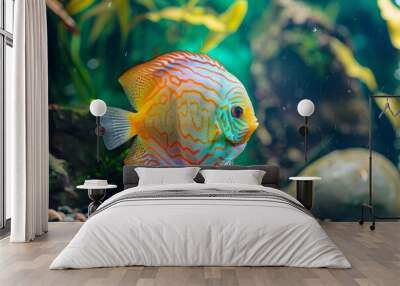 Discus fish delight. Delightful encounters in aquatic realm Wall mural