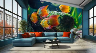 Discus fish exploration. Exploring aquatic wonders Wall mural